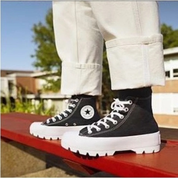 New Black Lugged Chuck Taylor All Star Hi Sneakers - Picture 4 of 4